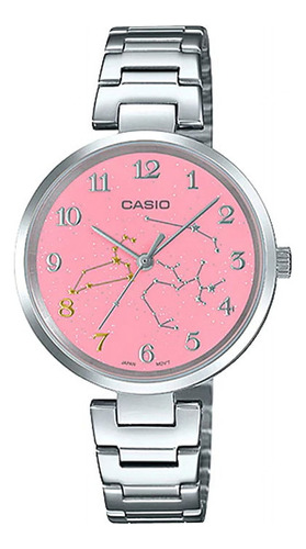 Reloj Casio Ltp-e02d-4a Para Mujer Esfera Rosa De Acero