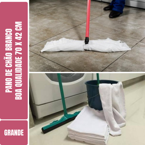 Pano De Chão Branco Alvejado 70 X 42 Cm - Neves - Grande - Tipo Saco Duplo Kit C/ 15 Unidades