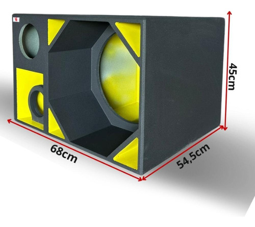 Caixa De Som Vazia 4 Vias Triangular Amarela Duto Invertido