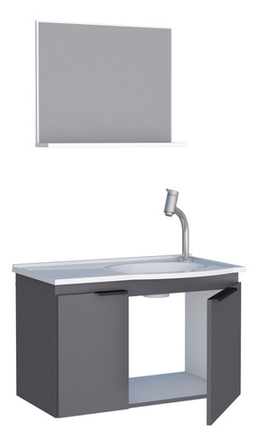 Gabinete De Baño Quartzo 102439 Color Gris Con Espejo