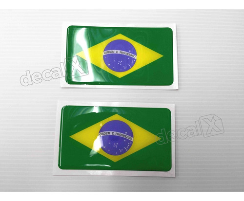 Par Adesivo Compatível Resinado Bandeira Troller 2005 F309 Cor Amarelo Verde Azul