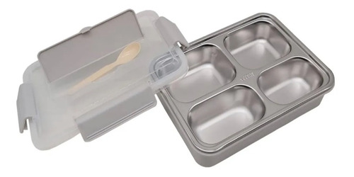 Imagen 2 de 7 de Vianda Lunchera Taper Acero Inox C/ Cuchara Colegio Hermetic