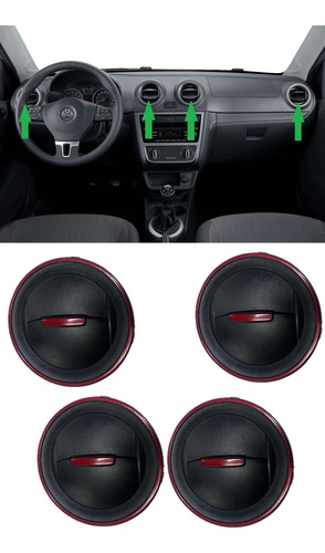 Moldura Do Ar Gol G4 2012 Preto Com Vermelho Kit