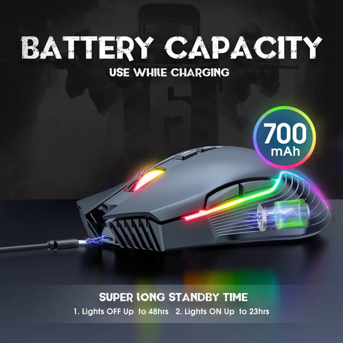 Mouse Gamer Inalambrico Onikuma 7 Botones 3600dpi Rgb Recarg