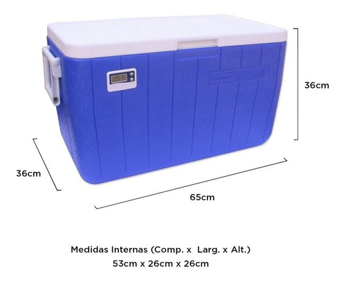 Imagem 2 de 3 de Caixa Térmica Com Termômetro 45,1 Litros - Coleman - Azul