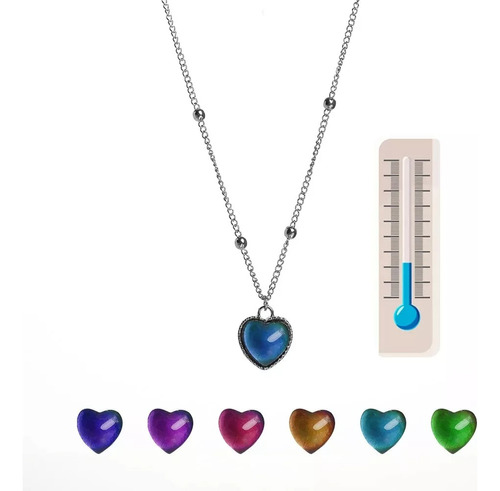 Collar Mujer Charm Corazon Humor Cambia Color Temperatura 