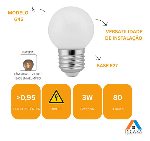 Kit 15 Lâmpada Bolinha Led 3w E27 G45 3000k 6000k Bivolt