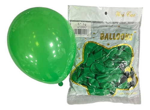 Globos Látex Opacos 5 Pulgadas X100 Unidades Verde