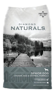 Alimento Diamond Naturals para perro senior de raza pequeña, mediana y grande sabor pollo, huevo y avena en bolsa de 18lb