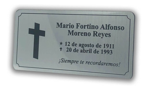 Placa Funeraria Para Urna/nicho 30x15cm Grab Personalizado