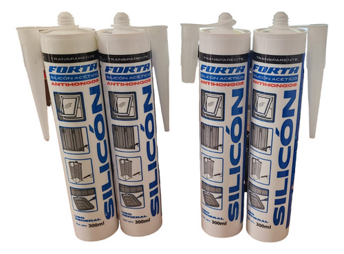 Silicon Acetico Uso General Transparente 300 Ml 4pzs