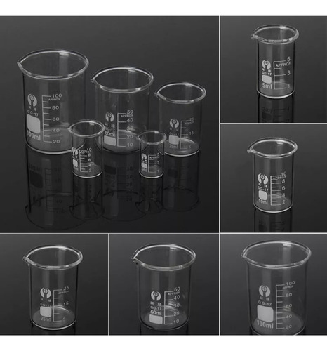 5 Uds 5-100mk Vaso De Precipitados De Vidrio De