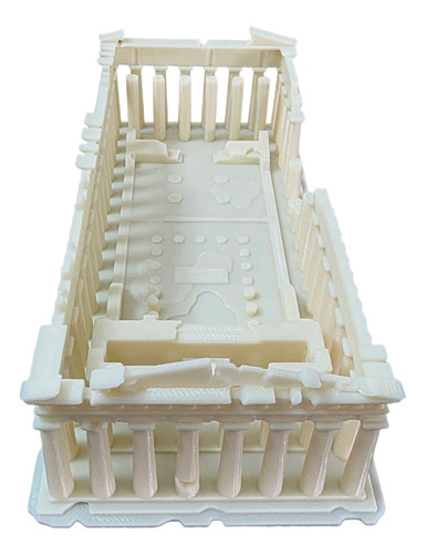 Partenon Griego 17cm Largo Miniatura Deco 3d Para Escritorio Beige