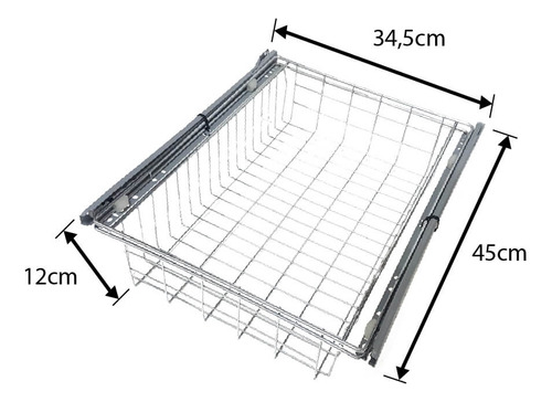 Kit Fruteira Com 3 Gavetas Aramadas 345x450mm Com Corrediça