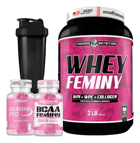 Combo Feminino Ganho De Massa Muscular + Shaker Sabor Baunilha