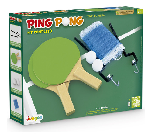 Jogo Ping Pong Kit Completo Raquete Bola Suporte Rede Junges Cor Colorido