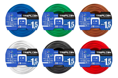 Combo × 3 Cable Unipolar 1.5mm × 100mts Trefilcon (iram)