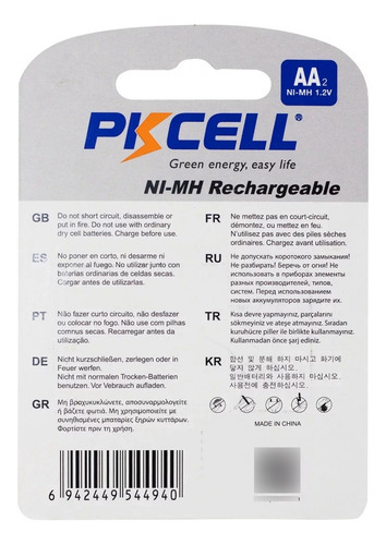 Pila Recargable Aaa 1.2v 1200mah Pkcell