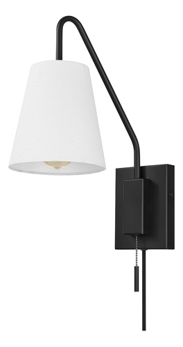 65000043 Aplique De Pared Con 1 Luz, Negro Mate, Pantalla De