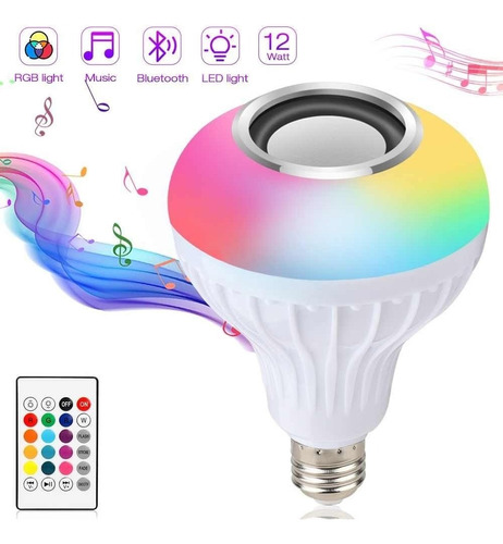 Imagen 1 de 3 de Foco Parlante Bluetooth Multicolor Luces Led