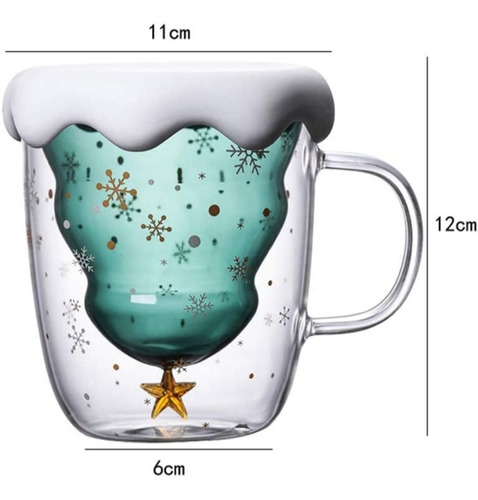 Taza Navidad De Cristal Fino Árbol 3d Con Tapa