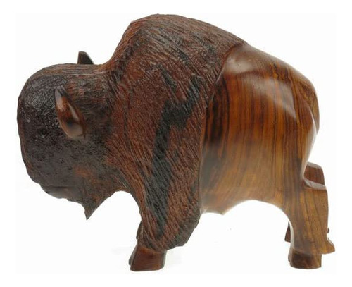 Figura De Madera De Hierro Del Desierto, Búfalo Tallado