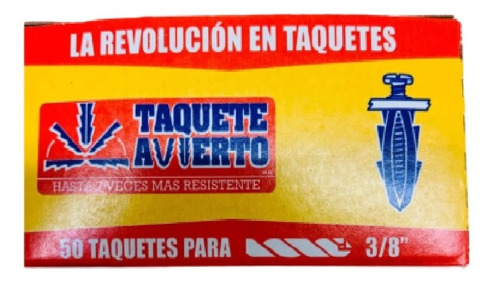 Taquete Avierto Plastico 3/8 Con 50 Piezas