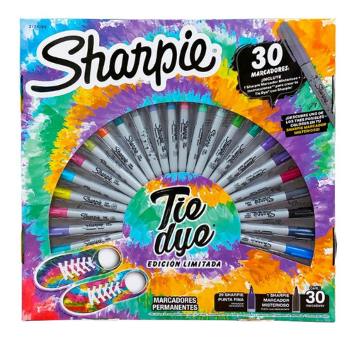 Set Sharpie Tie Dye X30 Marcadores Permanente Batik Ropa