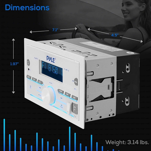 Estereo Marino Pyle Bluetooth (am/fm/mp3/usb/aux/sd) Plmr77u