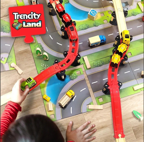 Imagen 5 de 7 de Trencity Land Serie Ciudad B 22pcs De Encastre Calles Madera