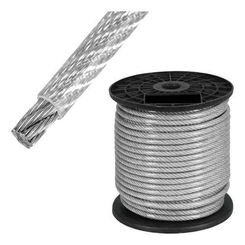 Piola Cable De Acero Galvanizado 2 A 3 Mm Forrado Pvc 100mts
