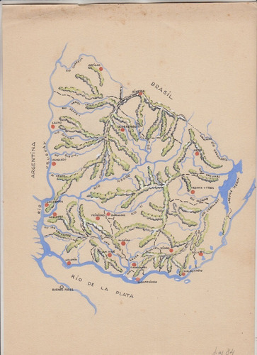 Arte Dibujo Adolfo Pastor Mapa De Uruguay Tinta Y Acuarela