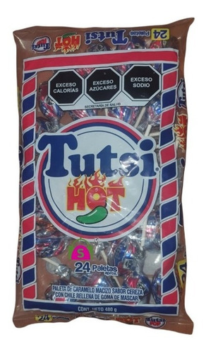 Tutsi Hot Paletas Sabor Cereza Con Chile 24 Paletas 