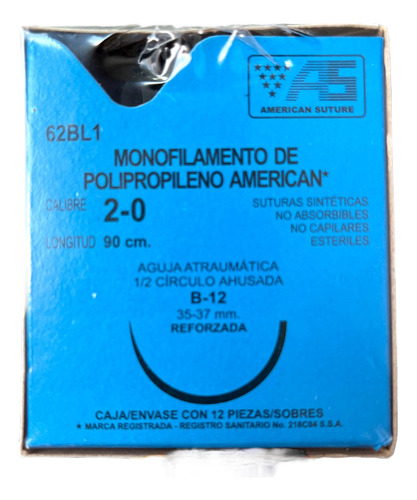 Sutura Polipropileno 2-0 1/2 Circulo Ahusad 35-37mm American