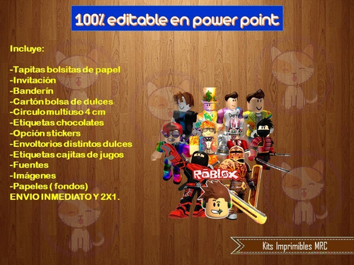 Kit Imprimible Roblox 100% Editable 2x1 Cumpleaños Fiestas