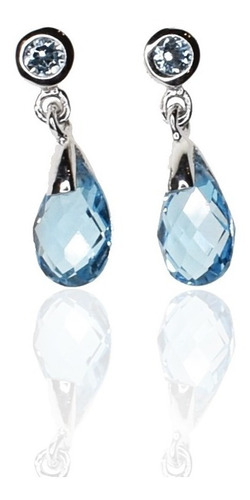 Aros Pendientes Light Blue Topaz Oro Blanco 18 Kts.