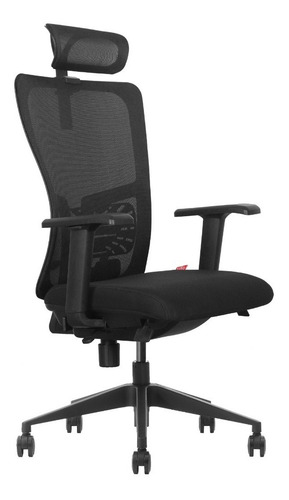 Silla de escritorio Vigo 5k black edition ergonómica  negra con tapizado de tela y mesh