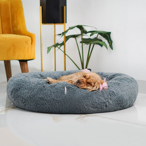Cama para Perro Grande Furbedz Antiestrés Gris Oscuro Tipo Dona 23x100cm