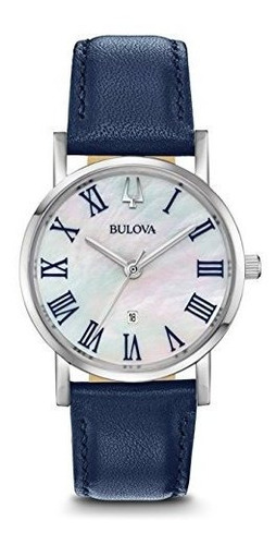 Bulova 96m146 American Clipper Reloj Para Mujer Azul 32 Mm D