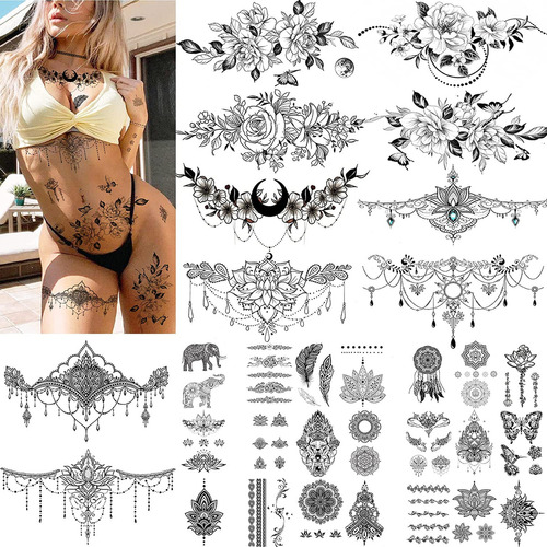 Quichic 66 Pcs Tatuajes De Esternón Para Mujeres Sexy Tatuaj