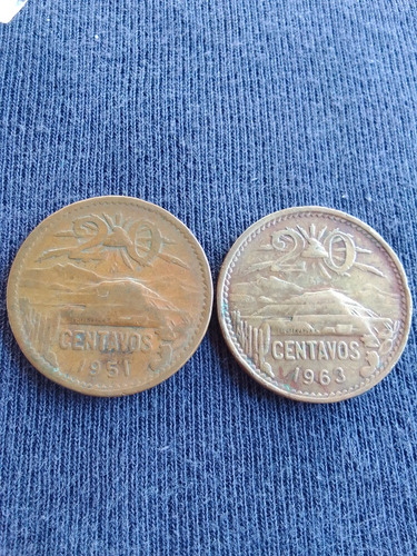 Monedas 20 Centavos Pirámide,año 1963 Y 1951.