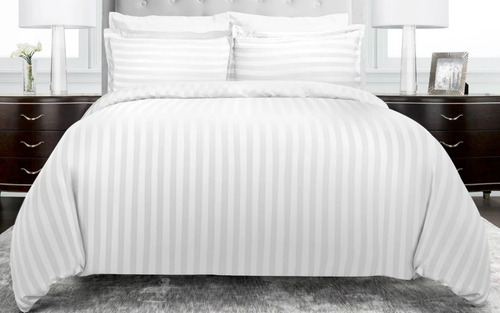 Imagen 1 de 2 de Duvet Cover Blanco Líneas Microfibra Doble