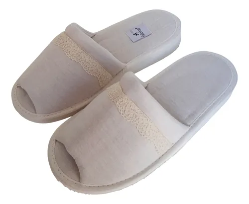 comprar Pantuflas De Verano Abiertas Con Detalle De Puntilla