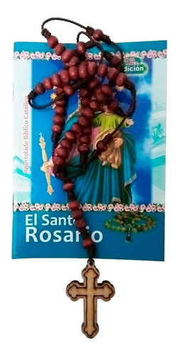 Rosario Palo De Rosa + Folleto El Santo Rosario