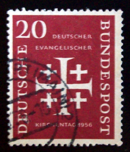 Alemania, Sello Mi. 236 Sínodo Evangélico 1956 Usado L4613