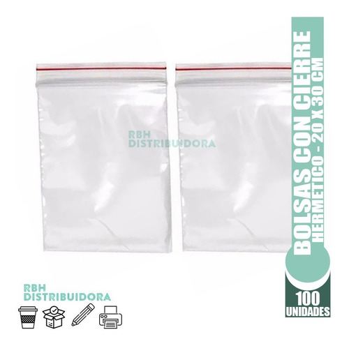 Imagen 8 de 9 de Bolsas Con Cierre Hermético Zipper 20x30 Cm Pack X 100 U