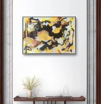 Comprar Cuadro Abstracto 70x50 Pintado Mano Con Acrilico Y Asfáltica