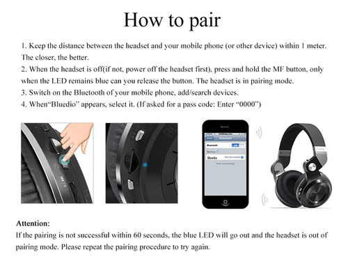 Auriculares Inalámbricos Bluetooth Bluedio T2 Plus Turbine W
