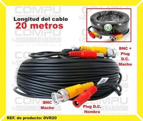 Cable Bnc+extensión Dc Cam Cctv 20m Ref Dvr20 Computoys Sas 