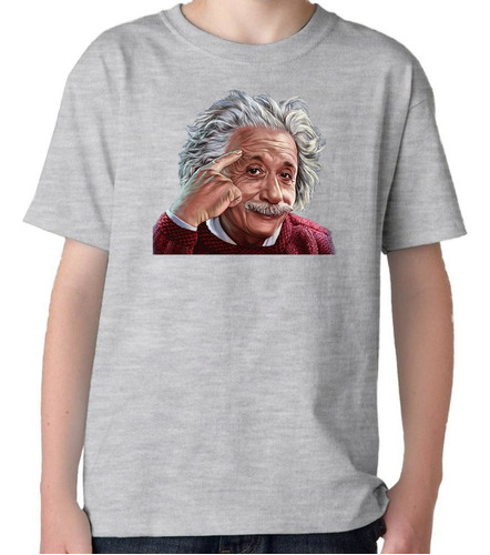 Remera Gris Niño Sublimada Albert Einstein